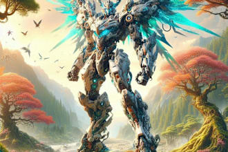 draw a gundam and mecha robot concept art