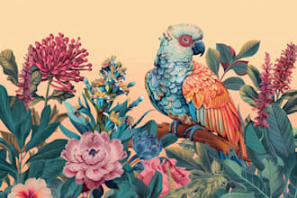 draw an animal and botanical illustration