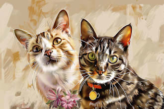 draw a pet digital portrait art from photo