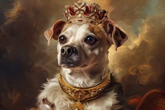 create custom royal pet portrait in high quality
