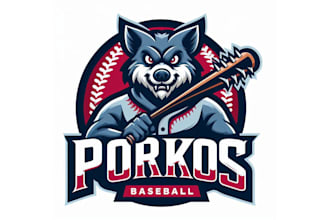 create beautiful wolf baseball mascot logo only 12 hours