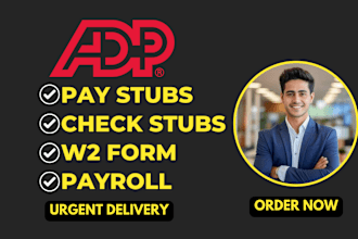 create adp paystub, check stubs, pay stubs, w2, 1099, and 1040