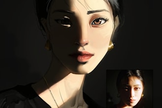 draw a portrait of you in semi realistic style, noai