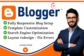 design, redesign blogspot website or customize any blogger template