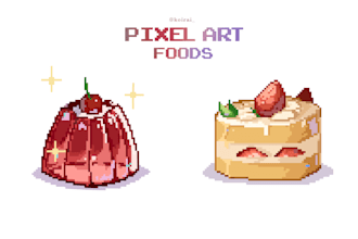draw pixel art food illustrations and more