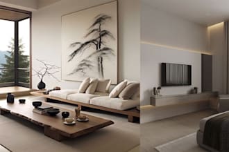 interior design for apartment and photo realistic 3d render