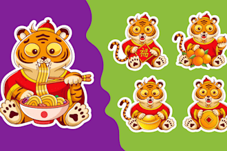 draw cartoon characters illustrations and stickers