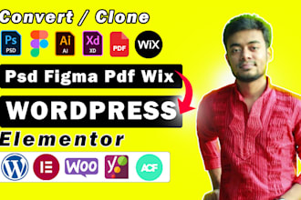 convert clone psd figma pdf html wix xd to wordpress by elementor pro expertly
