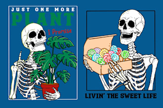 draw cool skeleton or skull for you
