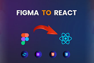 convert figma to responsive react js web app using tailwind css and bootstrap