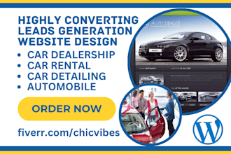 design car dealership leads car rental taxi booking car detailing auto website