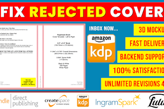 fix, edit, and resize rejected book covers for amazon KDP, lulu, ingramspark