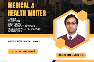 write health articles and medicine related content as a DR