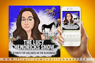 create podcast cover art in cartoonist style and podcast logo