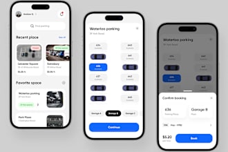build a  parking space app, navigation app, car wash app, car tracking app,