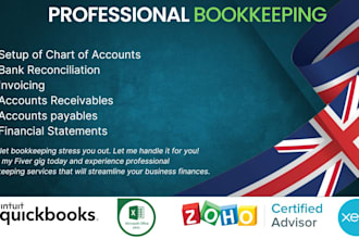 do UK bookkeeping, vat and accounts in quickbooks, xero and zohoo