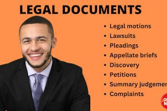 draft legal documents, court motions, pleadings, lawsuits, and ndas