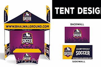 do tent design,table cover,flags,back and sides wall