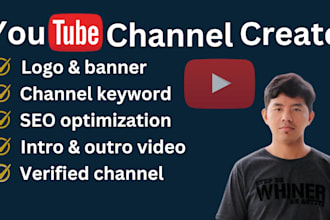 create youtube channel with logo,art,SEO, intro and outro