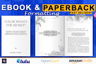 do paperback formatting, and ebook for amazon KDP and ingramspark