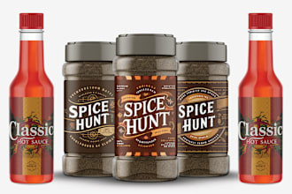 design sauce, seasoning, spice, honey, coffee, salsa, food labels