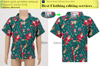 symmetrical clothes, ghost mannequin services, apparel product photo editing