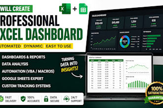 create professional excel dashboard, KPI reports and data visualization