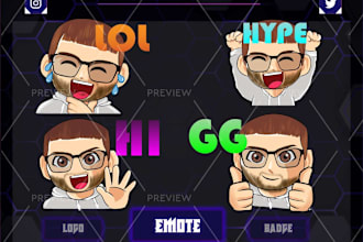 create unique, adorable emotes or sub badges for twitch, discord, and streamers
