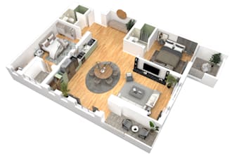 create 3d floor plan render, axonometrics and diagrams