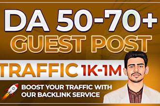 do premium guest post on da 50 to 70 plus websites with dofollow backlinks
