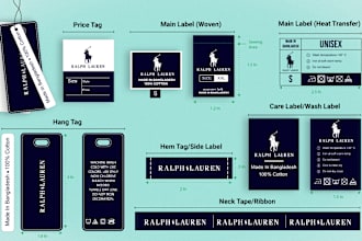 design hang tag, clothing label, care label, hem tag