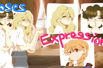 draw anime character sprites for rpg and visual novel
