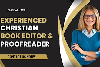 be your developmental christian book editor to line and copy edit your ebook