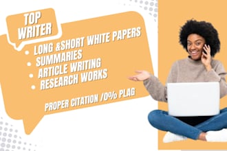 write creative short and long white papers, research