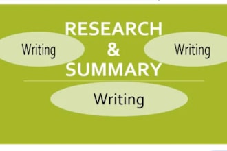 write research, summary, paper, article and synopsis work