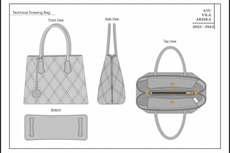 create bag design, backpack, handbag and bag tech pack