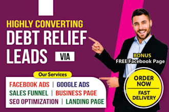 generate debt settlement leads debt consolidation leads debt relief landing page