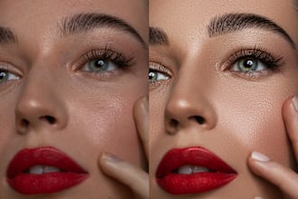 do high end skin retouching on fashion, beauty photos in photoshop