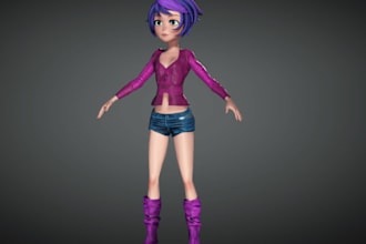 make for you stylized cartoon character,pbr texture,animate3d modular model,nsfw