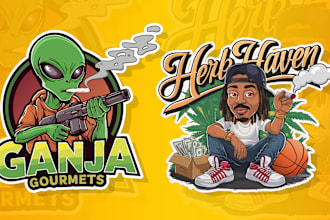 create a unique cannabis, weed, hemp cartoon mascot logo for you