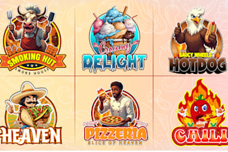design food bbq kitchen restaurant and coffee shop logo