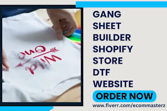 design gang sheet builder shopify store print on demand dtf dtg transfer website