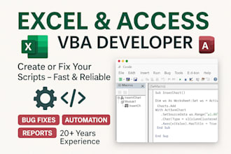 be your excel access vba developer to create or fix scripts