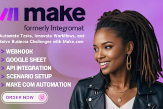 set up make com automation, zapier automation, integromat,make com integration
