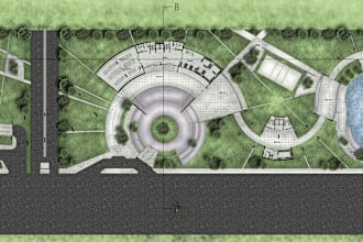 draw site plan, master plan render with in details