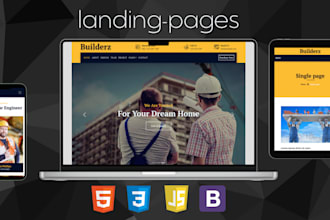 develop modern and responsive html landing page