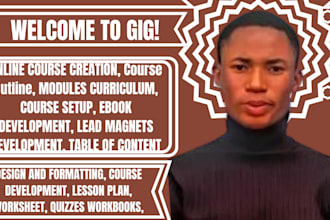 create elearning course content outline modules curriculum quizzez lesson plan