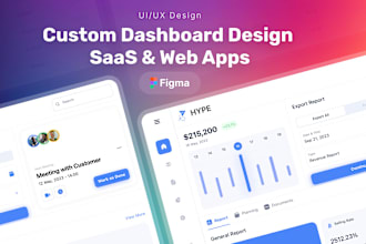do custom dashboard design in figma for saas, web app ui, CRM and admin panel