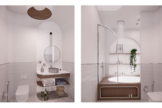 design bathroom in 3d and create renders