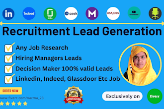collect recruitment leads generation and recruiting job research for HR managers
